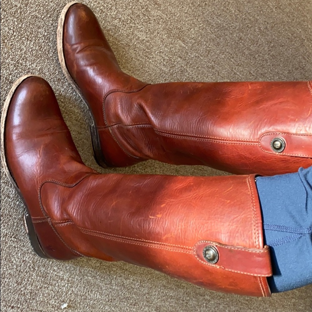 Frye melissa cognac leather boots
